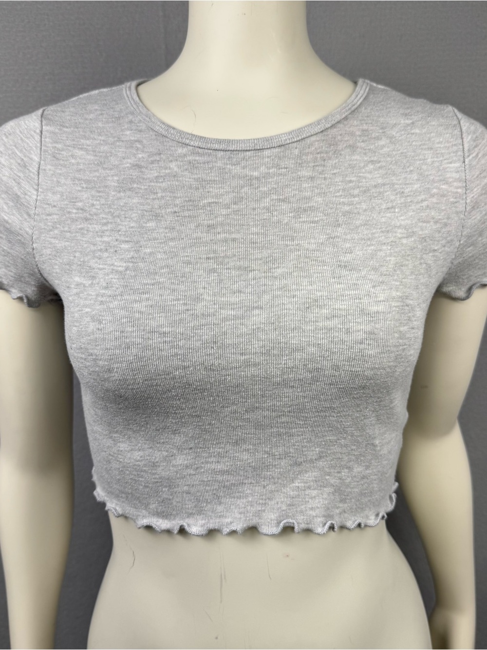 PACSUN Women’s XS Gray Ribbed Crop Tee